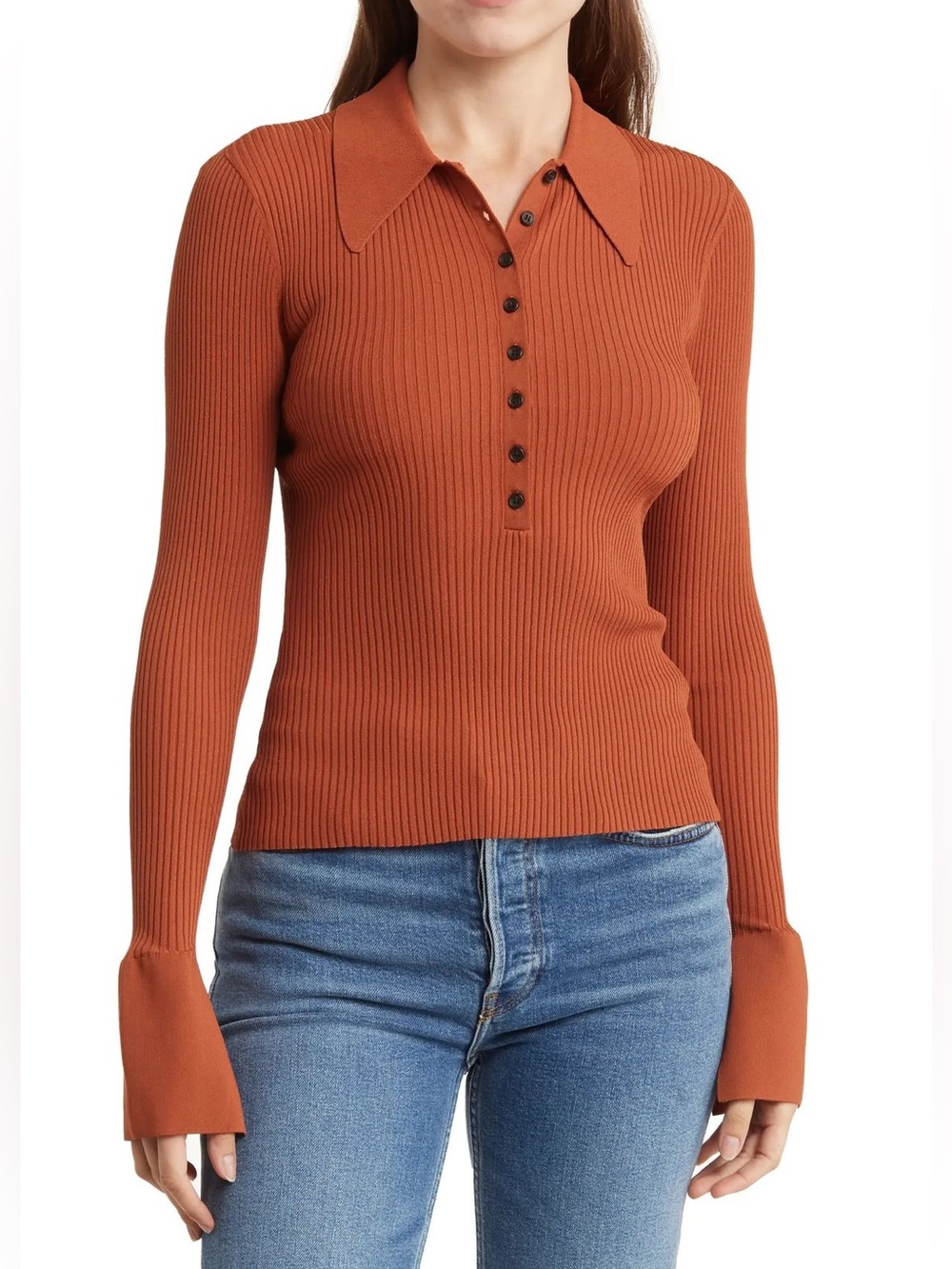 A.L.C. RIBBED LONG SLEEVE TOP